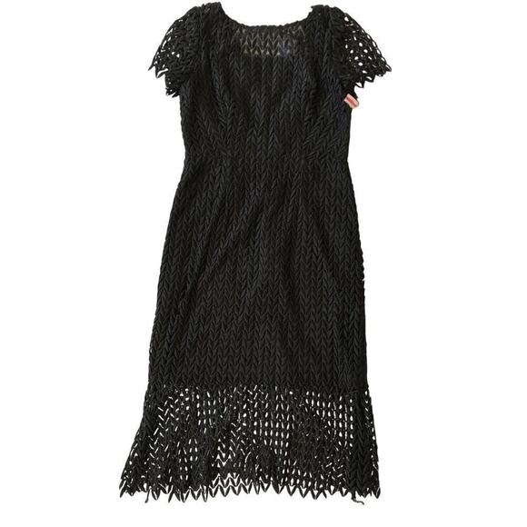 Kay Unger New York Tatum Dress Lace Overlay Short Sleeve Midi Black Size 10 - Picture 6 of 14